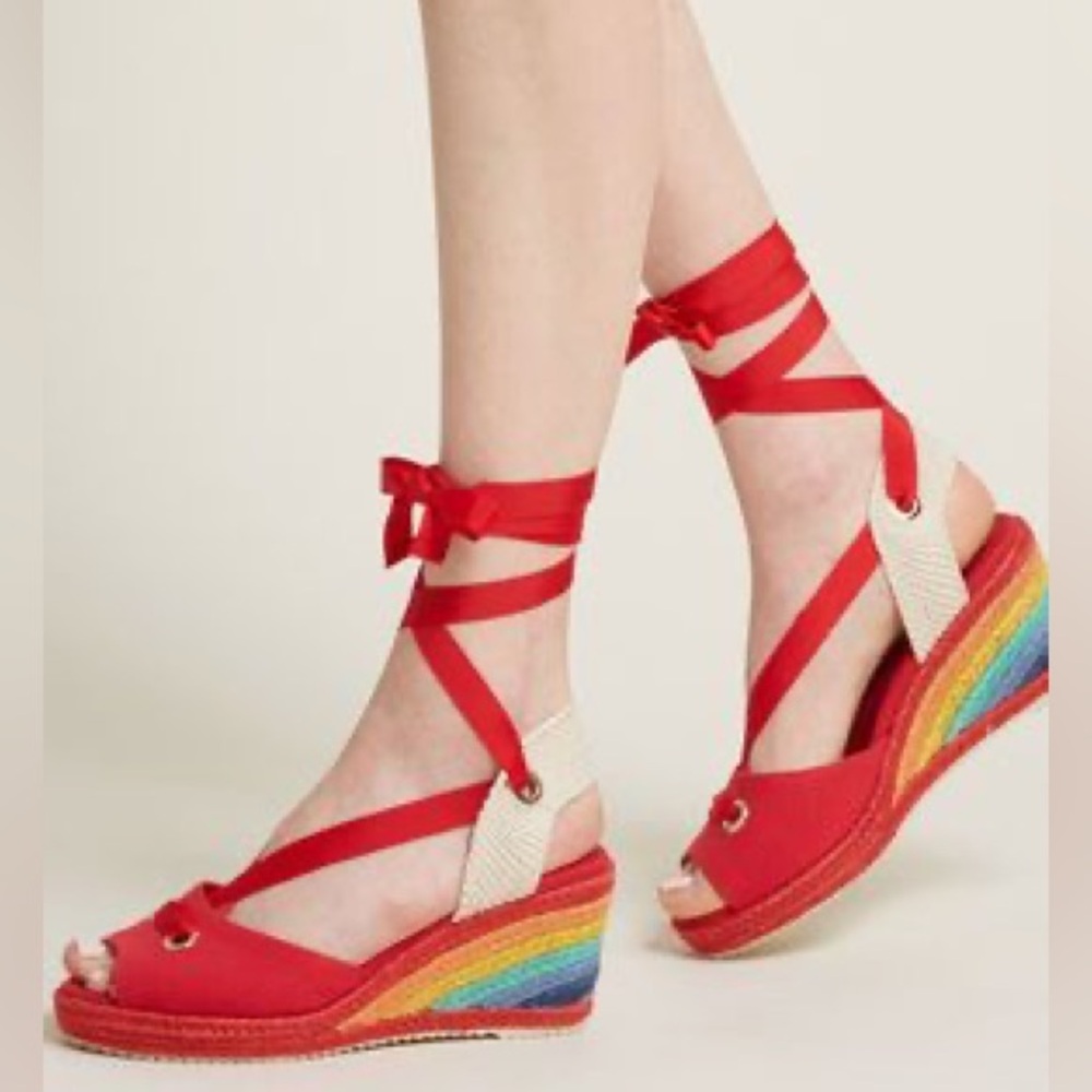 Miss L Fire Martha Colorful Rainbow Wedge Sandals